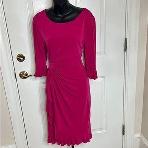 Connected Apparel Fuchsia Midi Dress